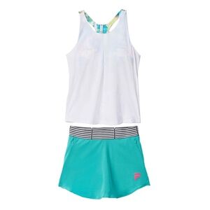 Fila Teal Skort and Multicolour layered Top Size Small